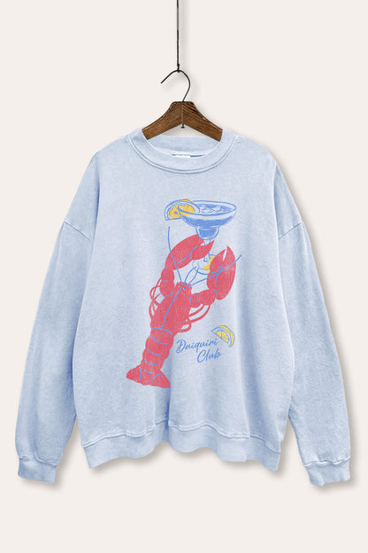 Lobster Cocktail Coastal Graphic Mineral Wash Sweatshirt