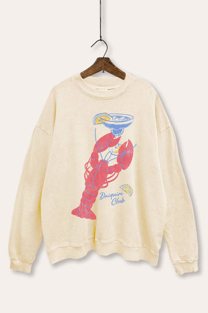 Lobster Cocktail Coastal Graphic Mineral Wash Sweatshirt