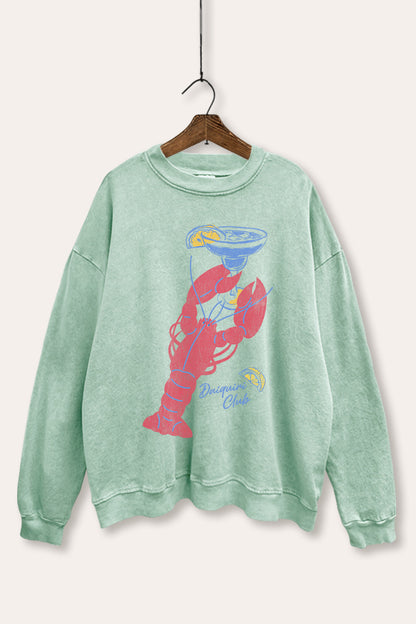 Lobster Cocktail Coastal Graphic Mineral Wash Sweatshirt