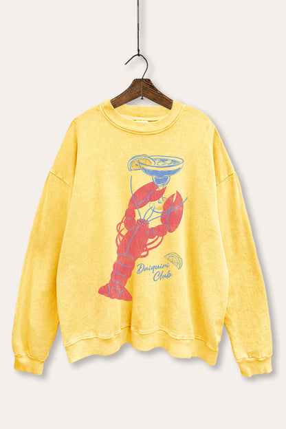 Lobster Cocktail Coastal Graphic Mineral Wash Sweatshirt