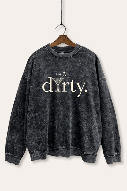 Dirty Martini Glass Sparkle Graphic Mineral Wash Sweatshirt