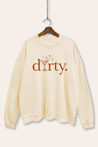 Dirty Martini Glass Sparkle Graphic Mineral Wash Sweatshirt