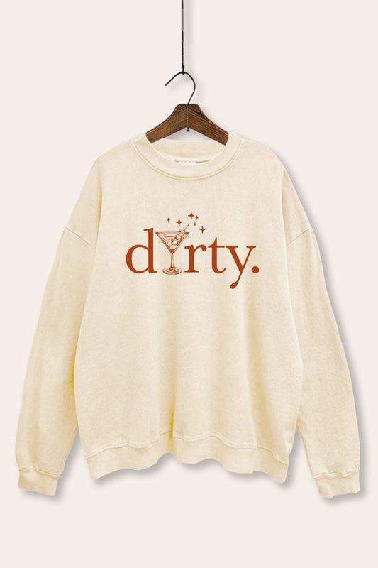 Dirty Martini Glass Sparkle Graphic Mineral Wash Sweatshirt