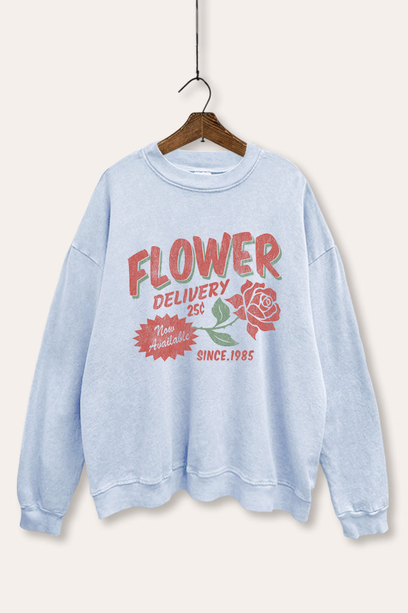 Flower Delivery Rose Graphic Mineral Wash Sweatshirt