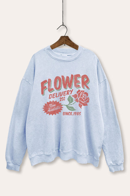 Flower Delivery Rose Graphic Mineral Wash Sweatshirt