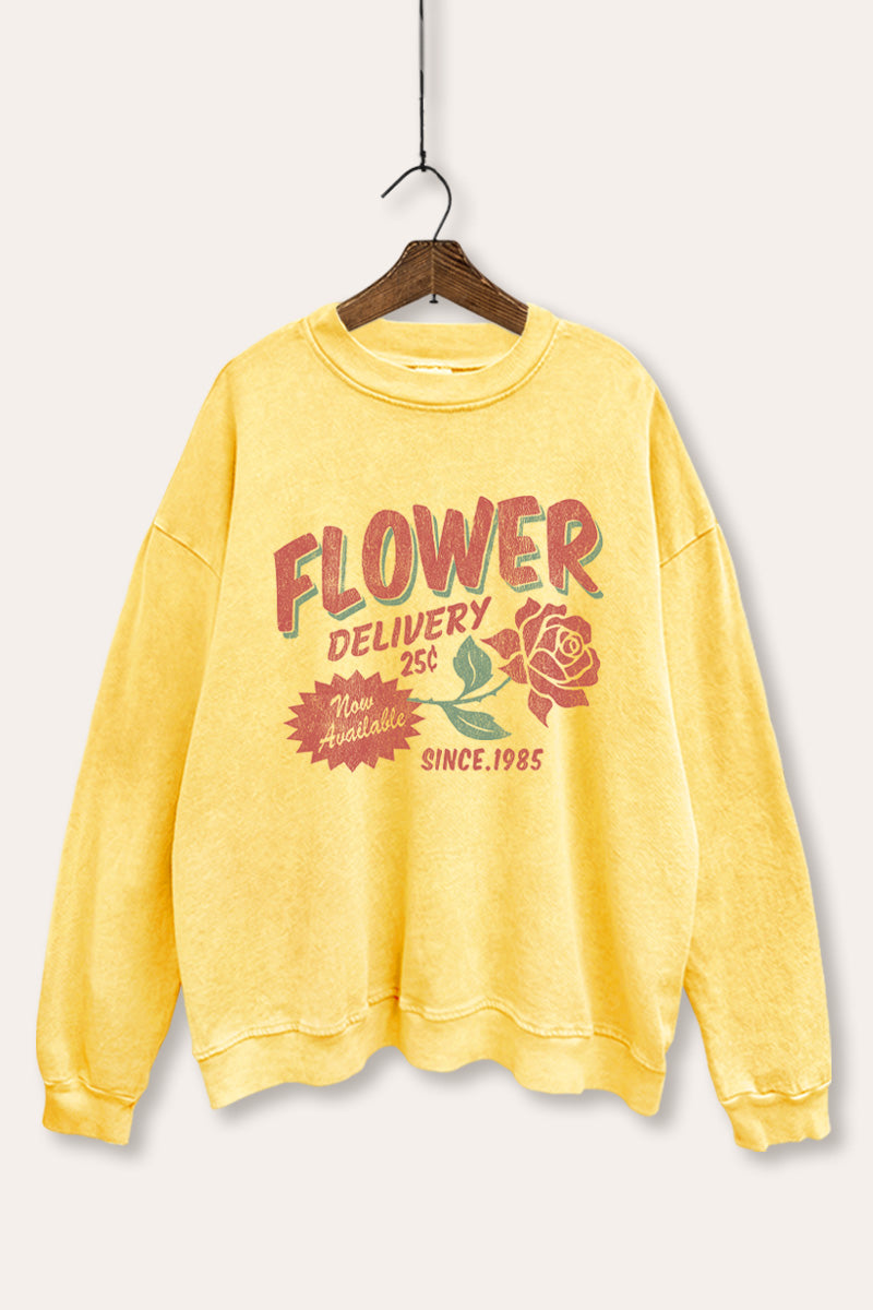 Flower Delivery Rose Graphic Mineral Wash Sweatshirt