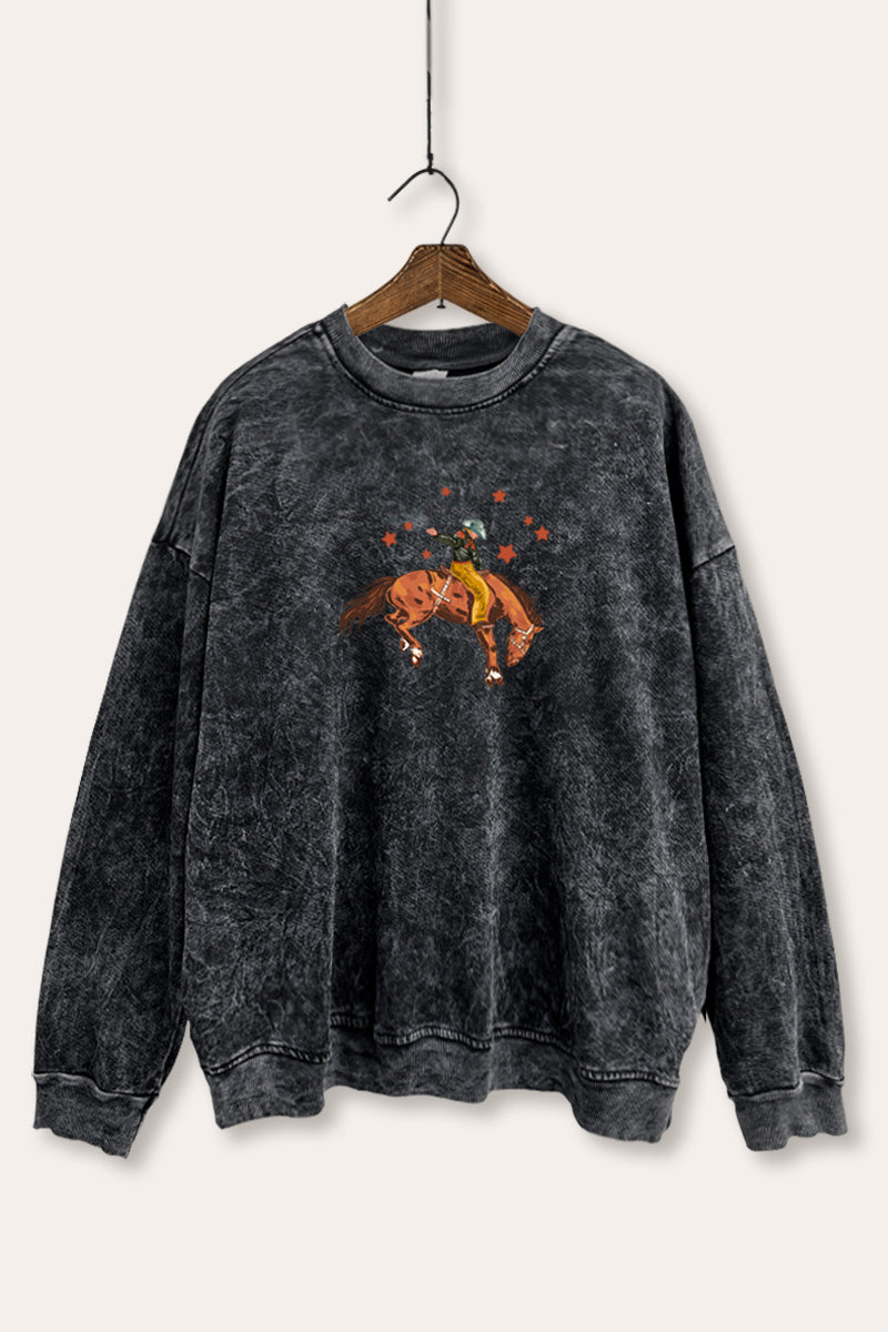 cowboy rodeo star graphic mineral wash sweatshirt