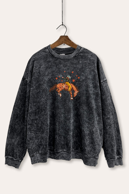 Rodeo Cowboy Stars Graphic Mineral Wash Sweatshirt