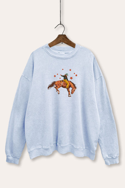 Rodeo Cowboy Stars Graphic Mineral Wash Sweatshirt
