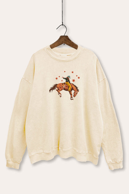 Rodeo Cowboy Stars Graphic Mineral Wash Sweatshirt