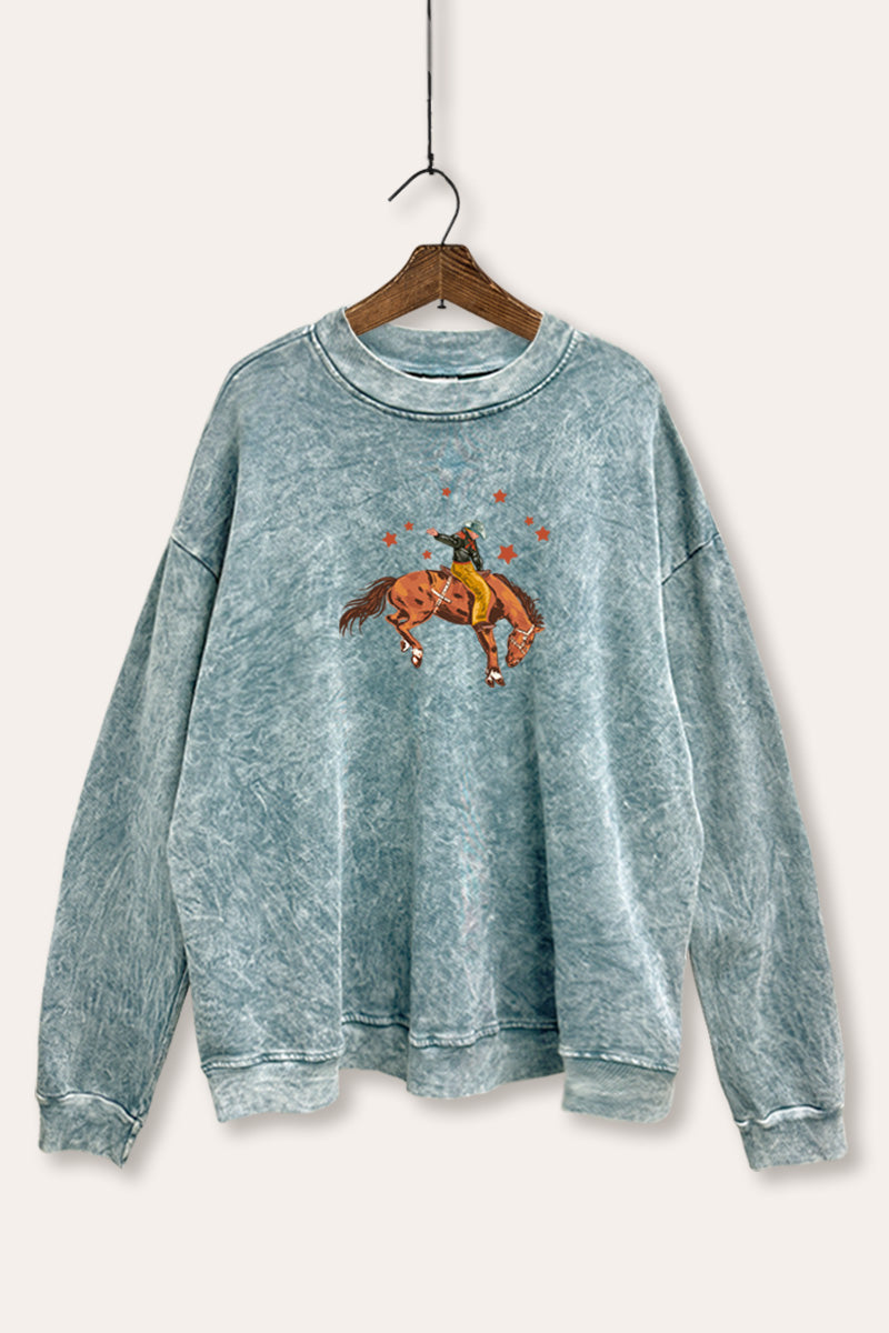 cowboy rodeo star graphic mineral wash sweatshirt