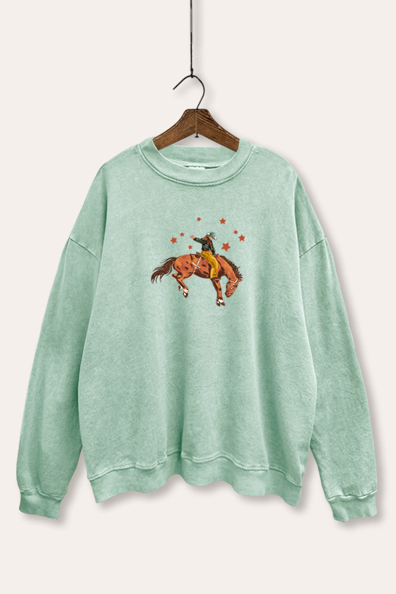 cowboy rodeo star graphic mineral wash sweatshirt