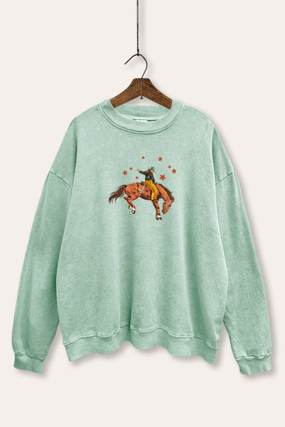 Rodeo Cowboy Stars Graphic Mineral Wash Sweatshirt