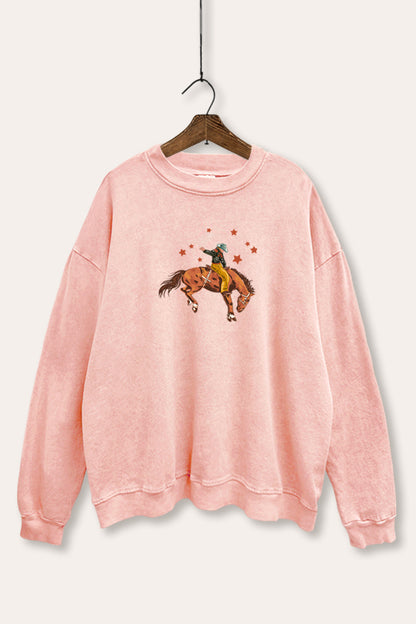 Rodeo Cowboy Stars Graphic Mineral Wash Sweatshirt