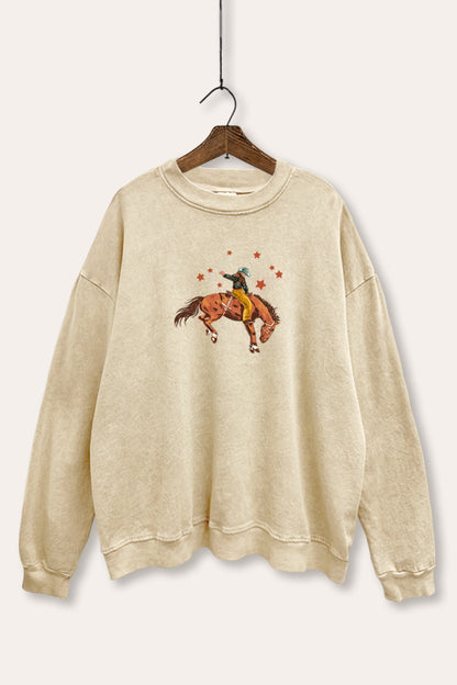 Rodeo Cowboy Stars Graphic Mineral Wash Sweatshirt