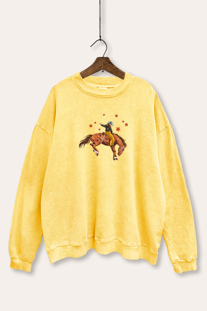 Rodeo Cowboy Stars Graphic Mineral Wash Sweatshirt