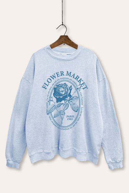 Flower Market Rose Graphic Mineral Wash Sweatshirt