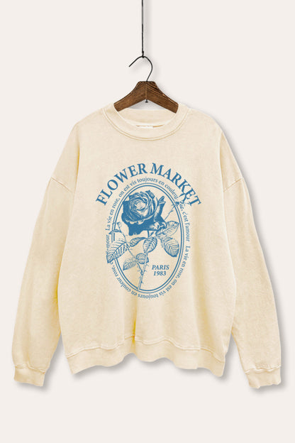 Flower Market Rose Graphic Mineral Wash Sweatshirt