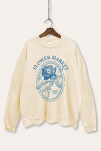 rose flower market graphic mineral wash sweatshirt