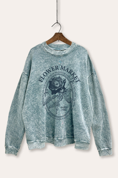 Flower Market Rose Graphic Mineral Wash Sweatshirt