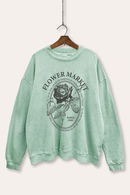 Flower Market Rose Graphic Mineral Wash Sweatshirt