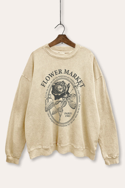 Flower Market Rose Graphic Mineral Wash Sweatshirt