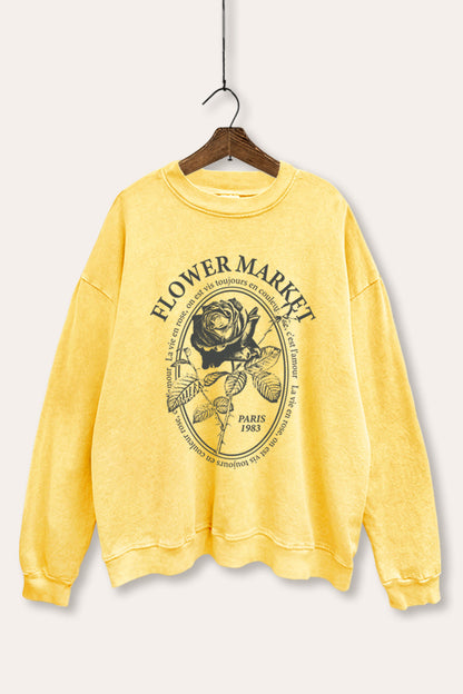 Flower Market Rose Graphic Mineral Wash Sweatshirt