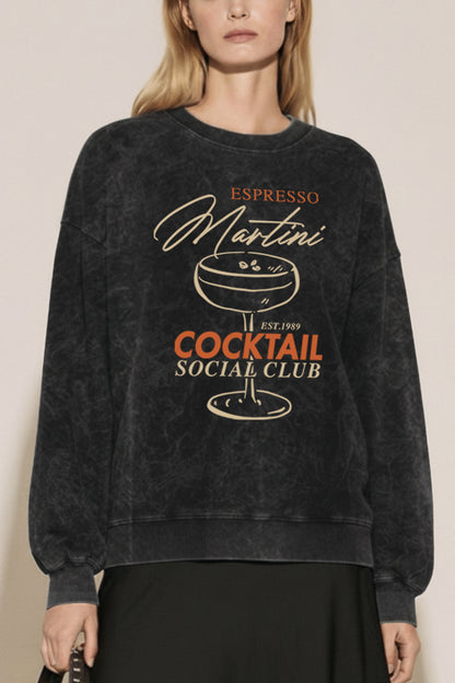 Espresso Martini Cocktail Graphic Mineral Wash Sweatshirt