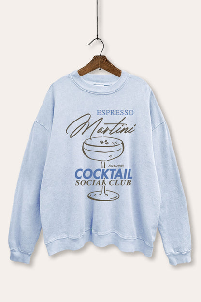 Espresso Martini Cocktail Graphic Mineral Wash Sweatshirt