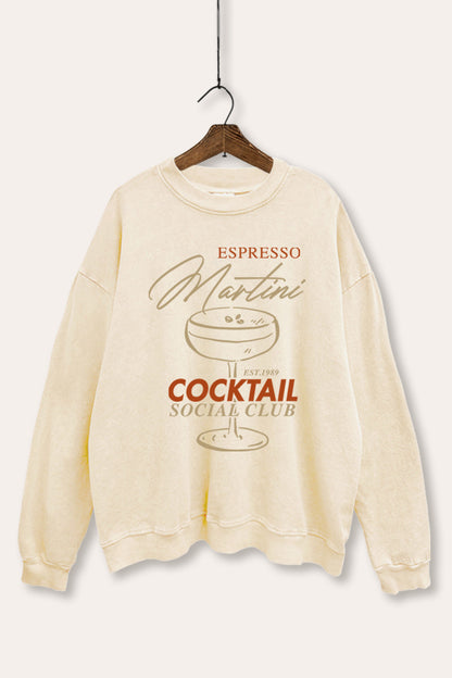 Espresso Martini Cocktail Graphic Mineral Wash Sweatshirt