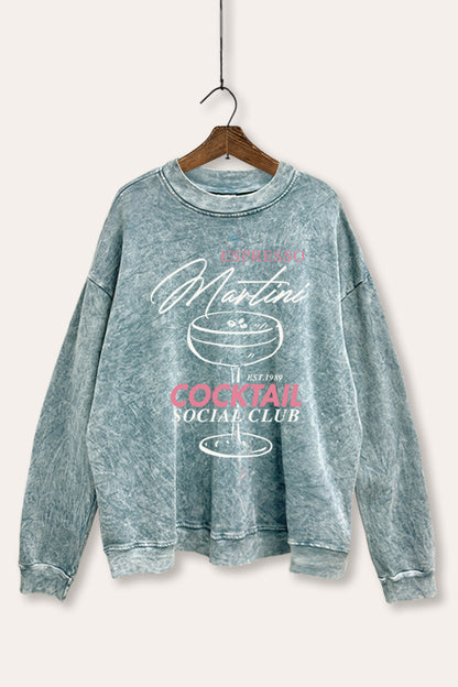 Espresso Martini Cocktail Graphic Mineral Wash Sweatshirt