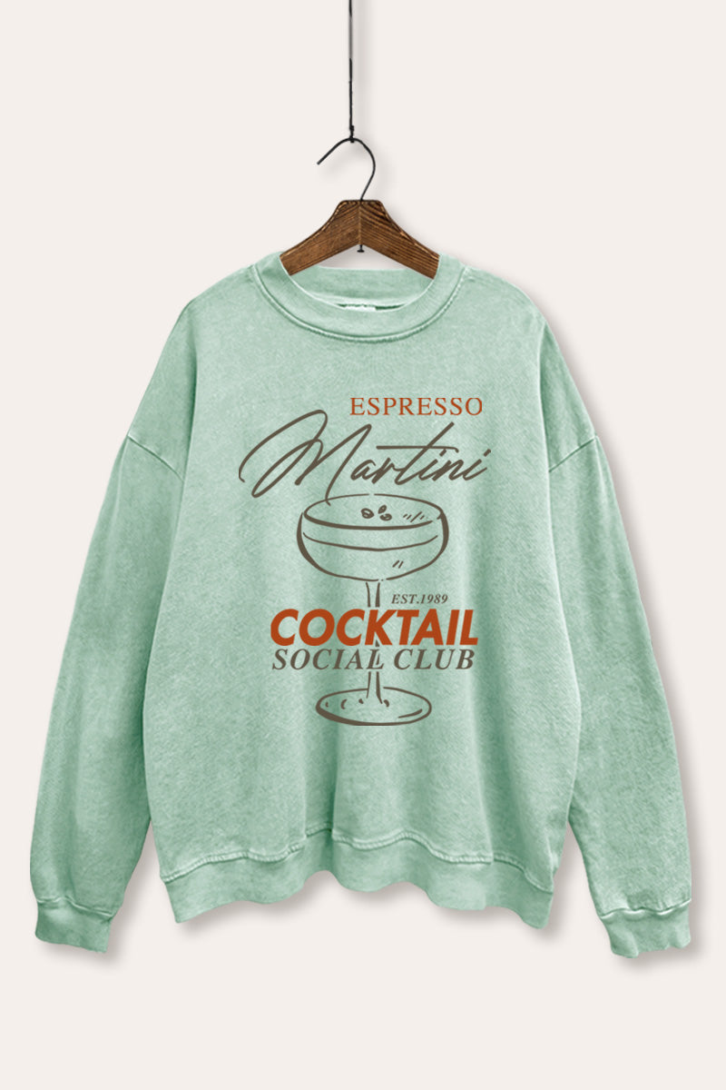 Espresso Martini Cocktail Graphic Mineral Wash Sweatshirt