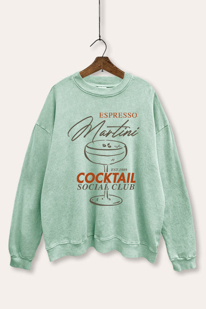 Espresso Martini Cocktail Graphic Mineral Wash Sweatshirt
