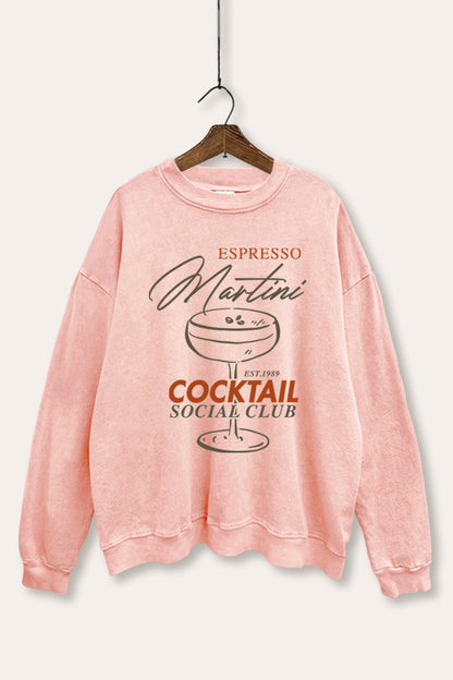 Espresso Martini Cocktail Graphic Mineral Wash Sweatshirt
