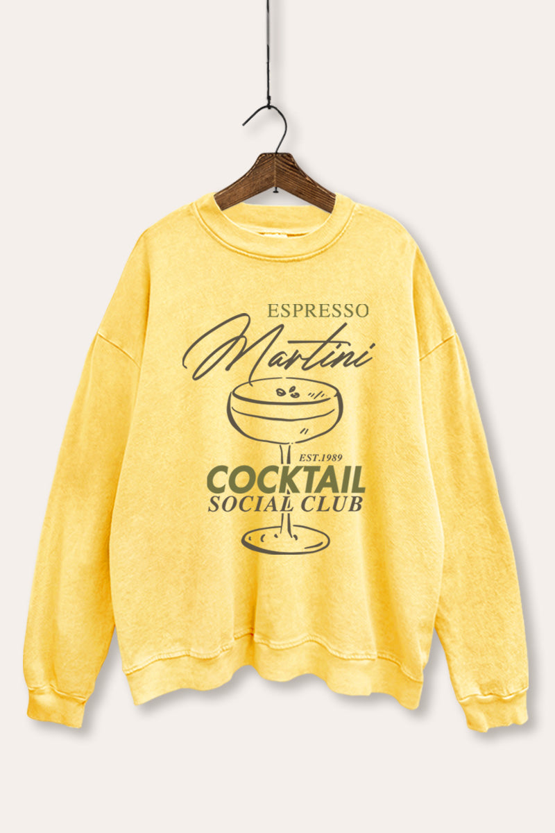 Espresso Martini Cocktail Graphic Mineral Wash Sweatshirt
