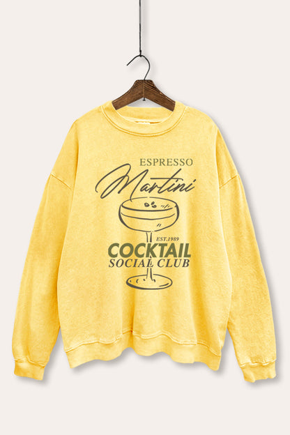 Espresso Martini Cocktail Graphic Mineral Wash Sweatshirt