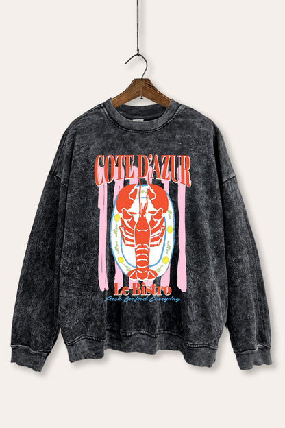 Bistro Lobster Coastal Graphic Mineral Wash Sweatshirt