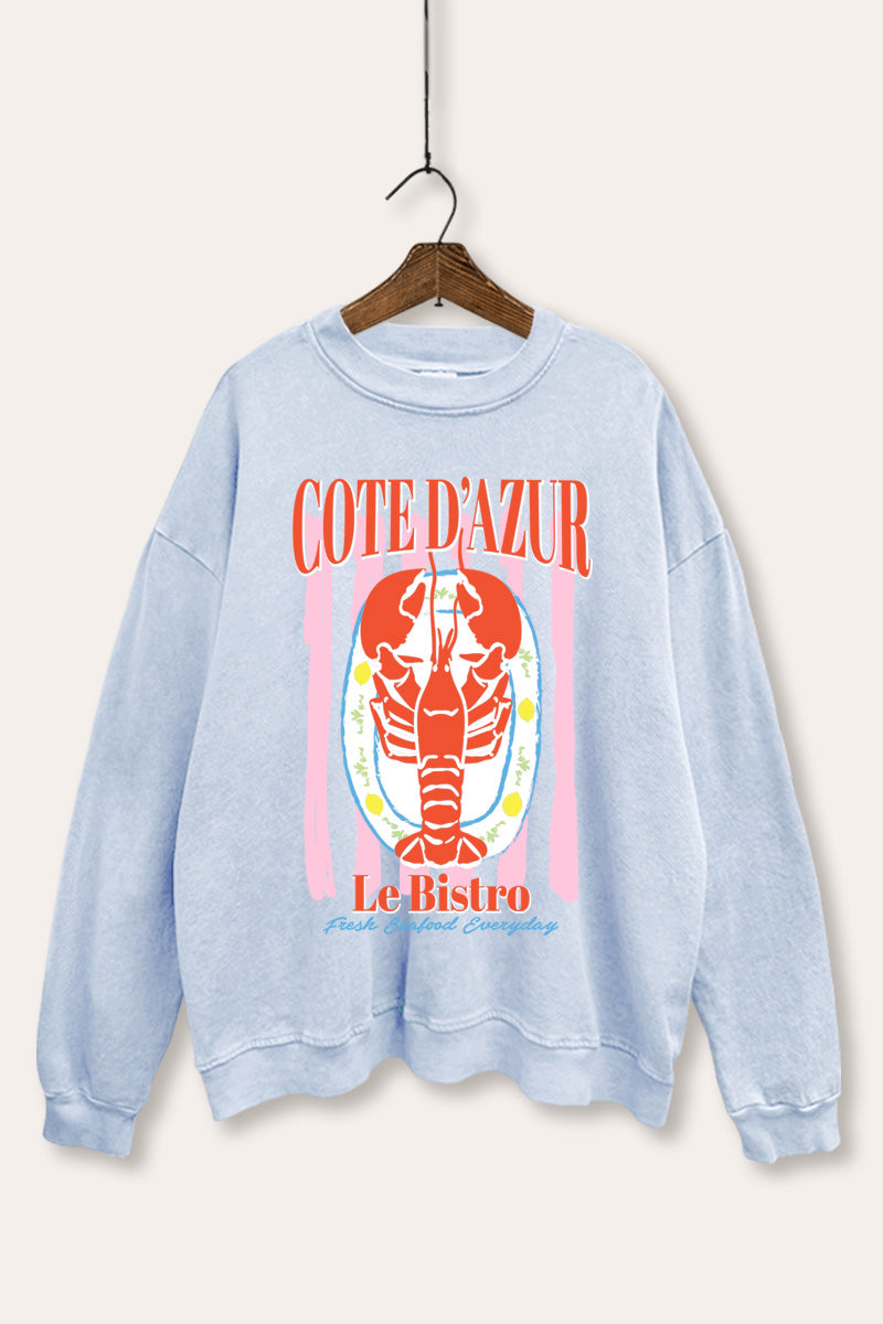 "cote d'azur" lobster graphic mineral wash sweatshirt