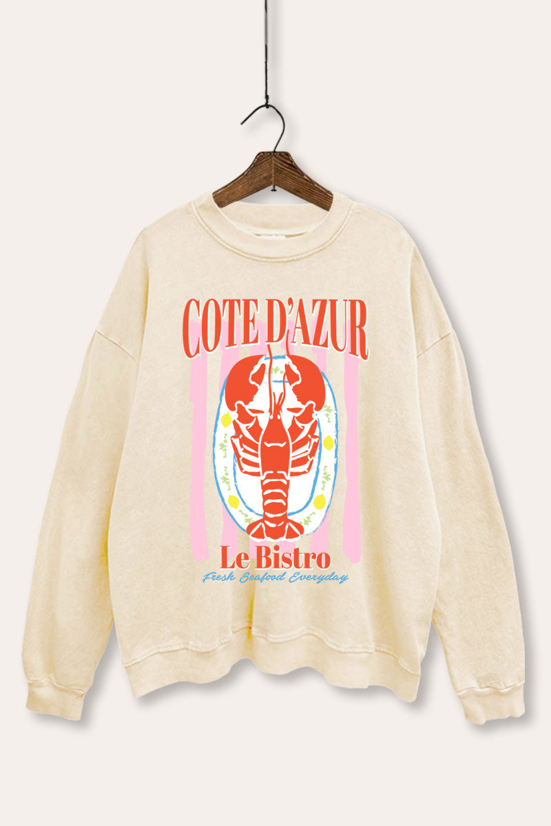 "cote d'azur" lobster graphic mineral wash sweatshirt