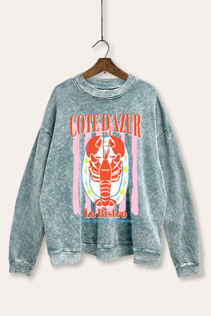 Bistro Lobster Coastal Graphic Mineral Wash Sweatshirt