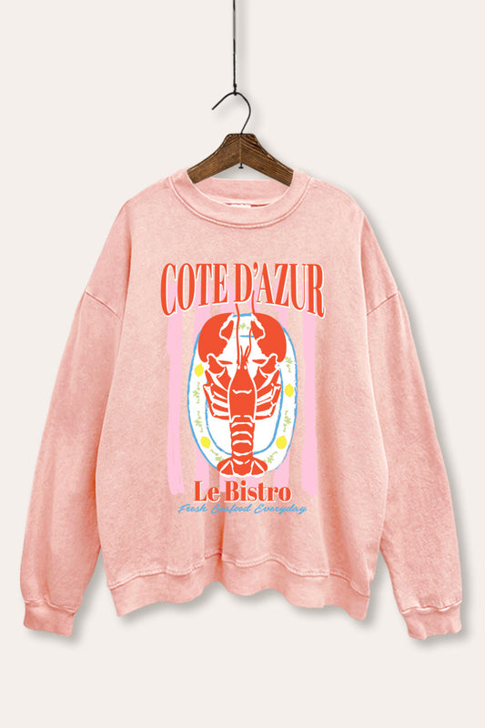 "cote d'azur" lobster graphic mineral wash sweatshirt