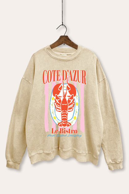 Bistro Lobster Coastal Graphic Mineral Wash Sweatshirt