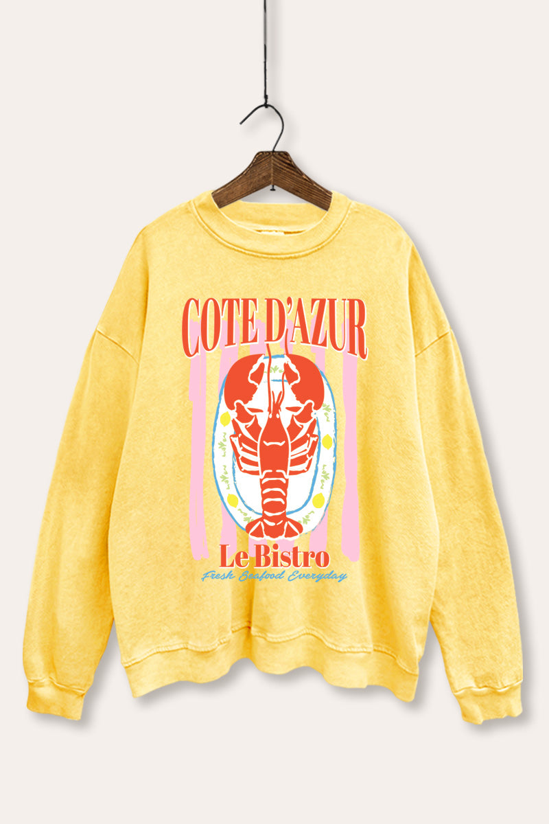 "cote d'azur" lobster graphic mineral wash sweatshirt