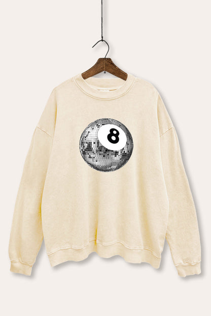 Silver Disco 8-Ball Graphic Mineral Wash Sweatshirt