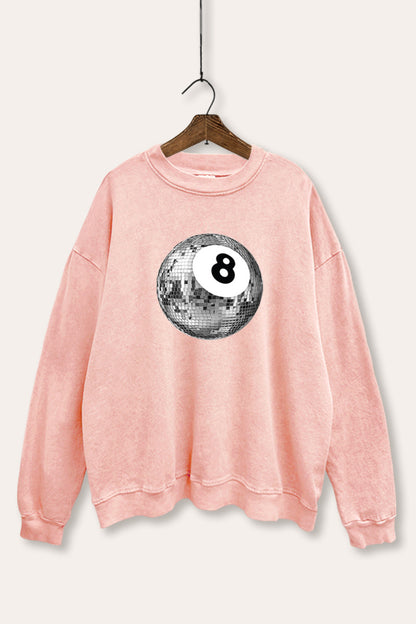 Silver Disco 8-Ball Graphic Mineral Wash Sweatshirt