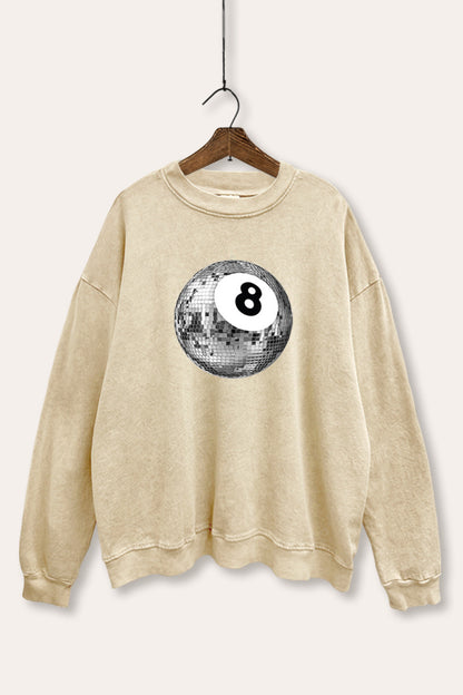 Silver Disco 8-Ball Graphic Mineral Wash Sweatshirt