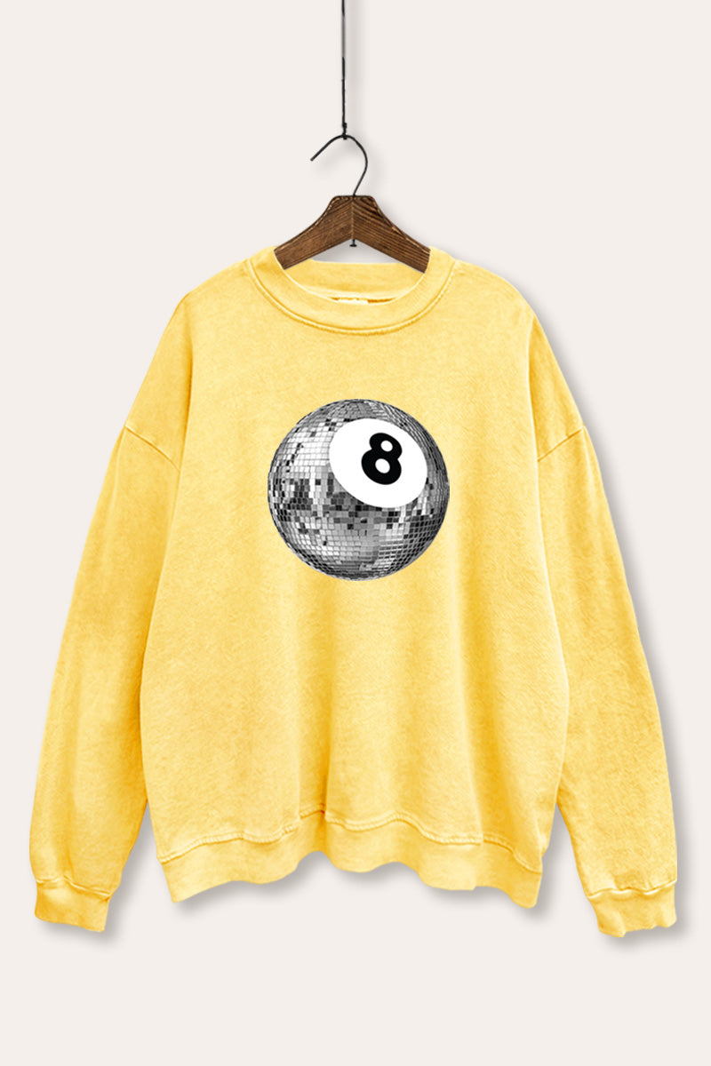 Silver Disco 8-Ball Graphic Mineral Wash Sweatshirt