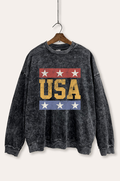 Vintage USA Stars Graphic Mineral Wash Sweatshirt