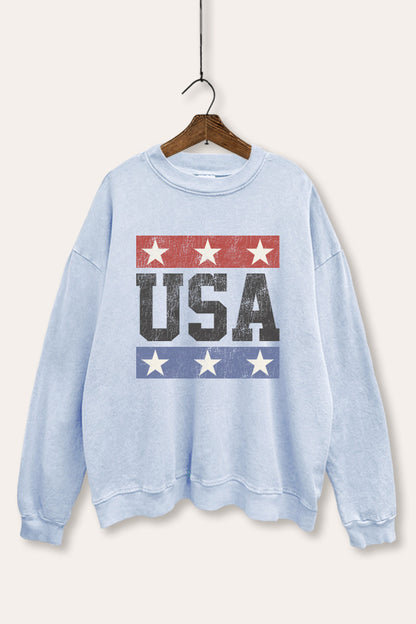 Vintage USA Stars Graphic Mineral Wash Sweatshirt