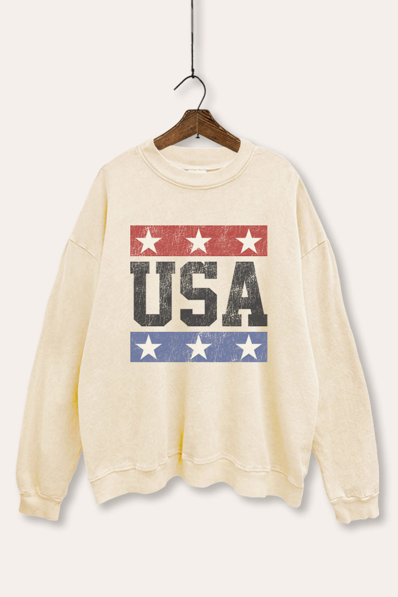 Vintage USA Stars Graphic Mineral Wash Sweatshirt